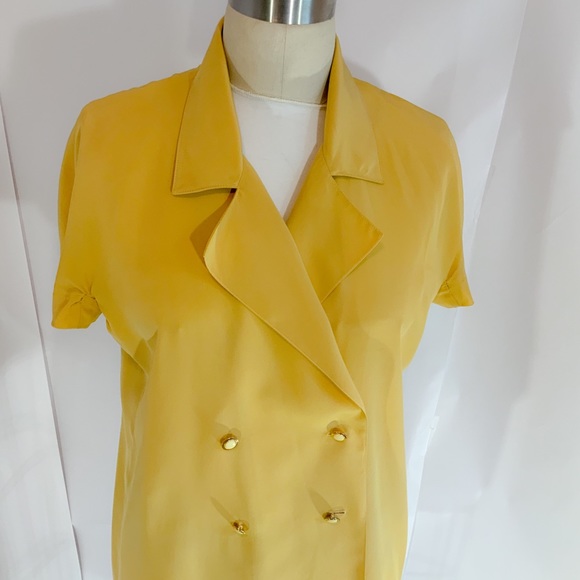 yellow vintage double breasted button up blouse - Picture 5 of 7